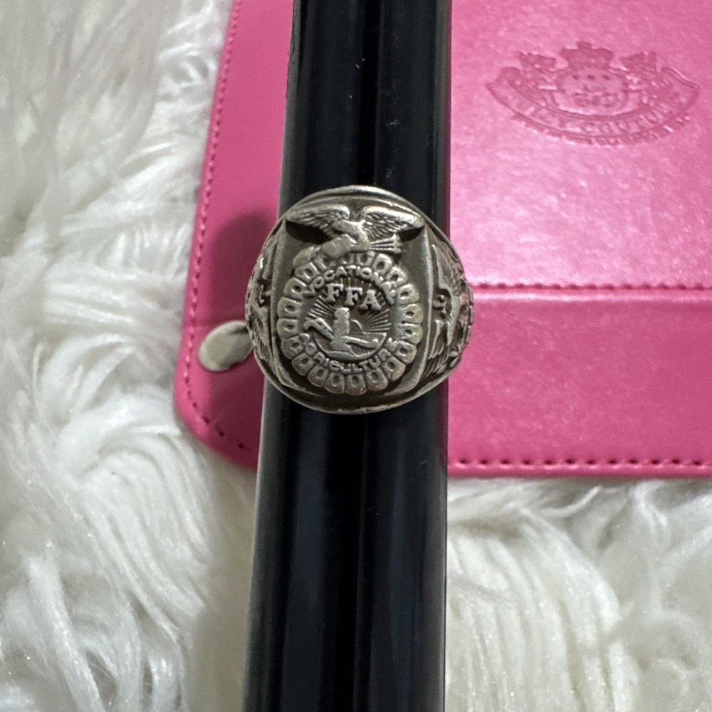 1960's BALFOUR FFA Agricultural College Ring 925 Ster Silver Heavy Eagle Sz 9.5